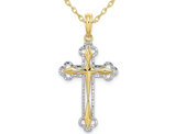 10K Yellow Gold Reversible Cross Charm Pendant Necklace with Chain